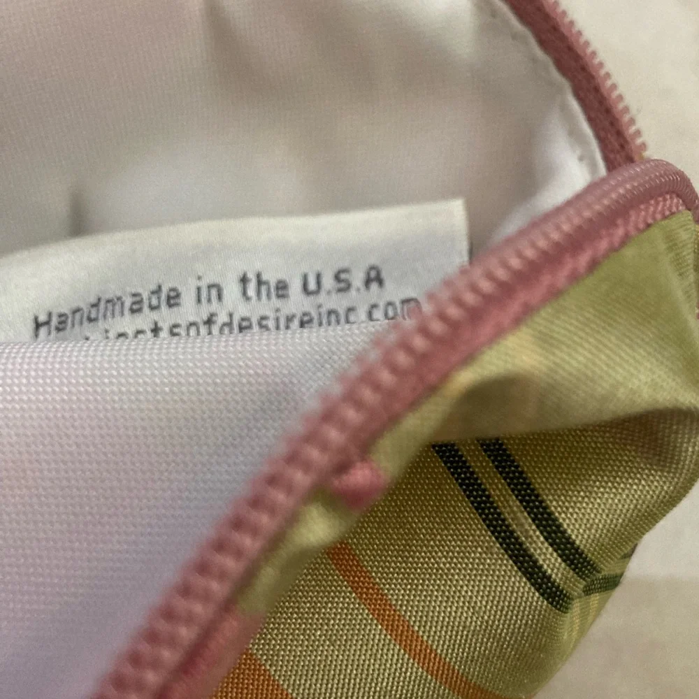 NWT “J” Plaid zip pouch cosmetic bag embroidered monogram Pink Sage Green